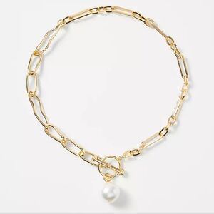 Pearlized pendant toggle necklace